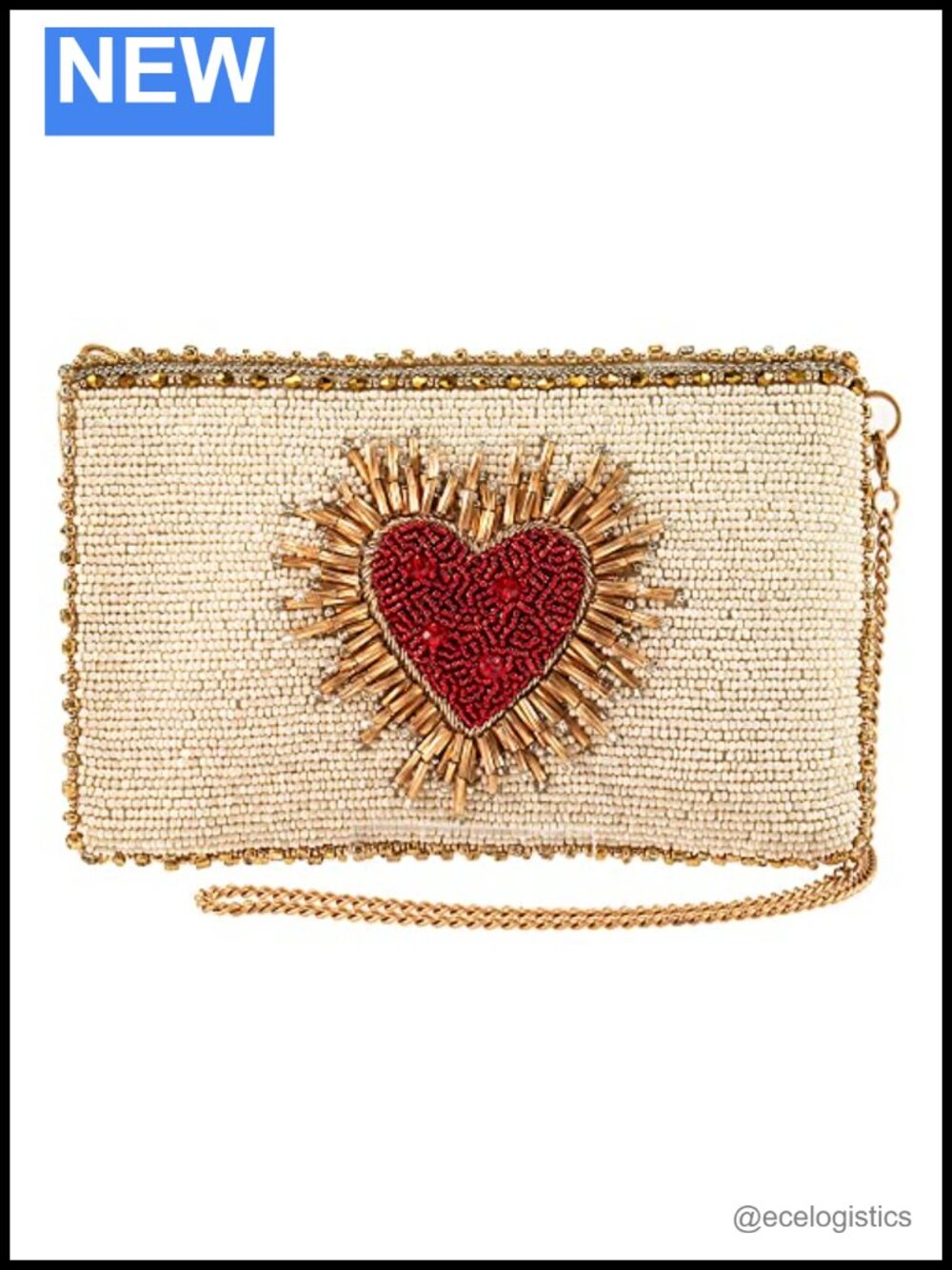 Hand-Beaded Crossbody Phone Bag with Removable Chain Strap